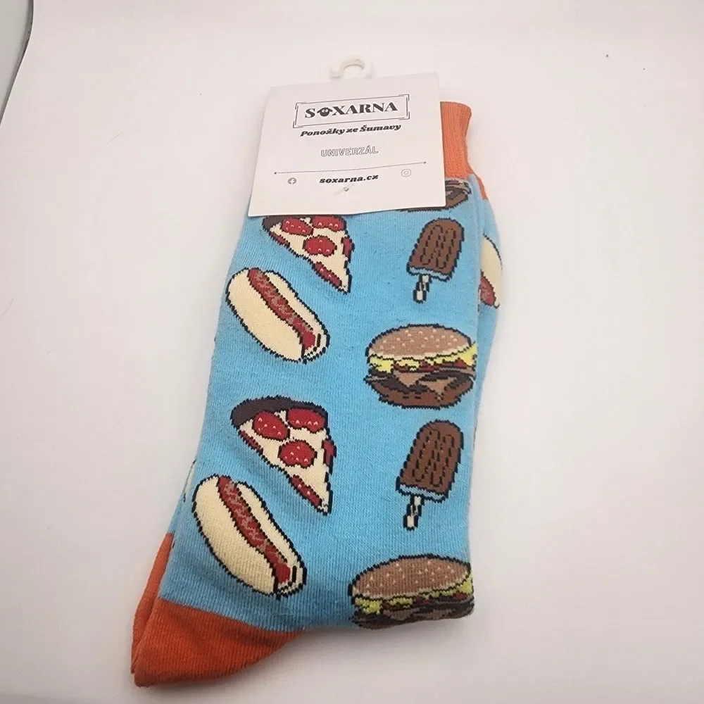 NWT Soxarna Blue & Orange Food Socks